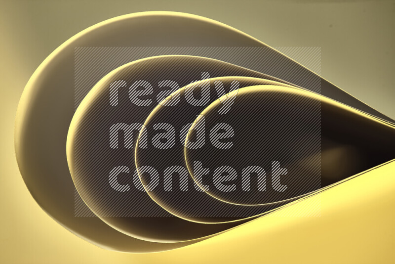 فن تجريدي لورق مطوي على شكل منحنيات ناعمة بتدرجات اللون الذهبي