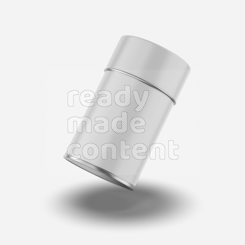 Glossy metallic can mockup with a label and a cap isolated on white background 3d rendering