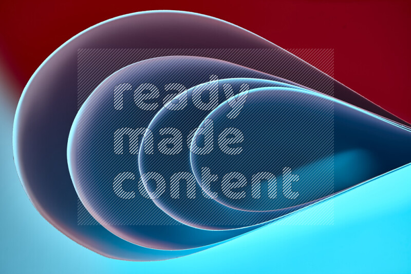 An abstract art of paper folded into smooth curves in blue and red gradients