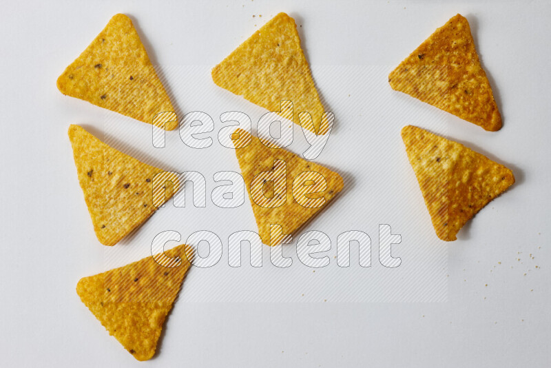 Nachos snacks on white background