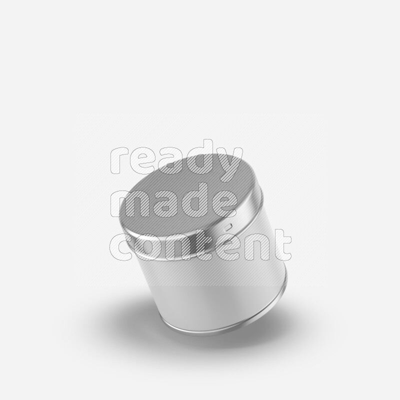 Glossy metallic tin can mockup with label and metal cap isolated on white background 3d rendering