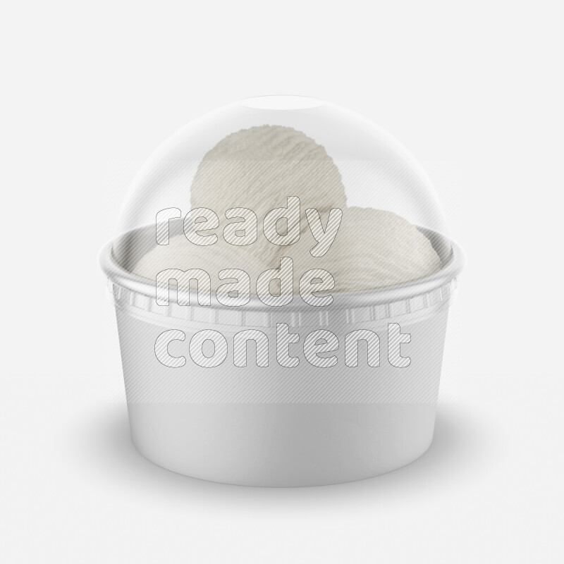 Ice cream in a white rough paper cup mockup isolated on white background 3d rendering