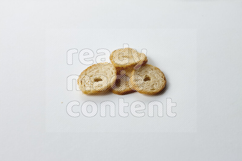Assorted snacks on white background
