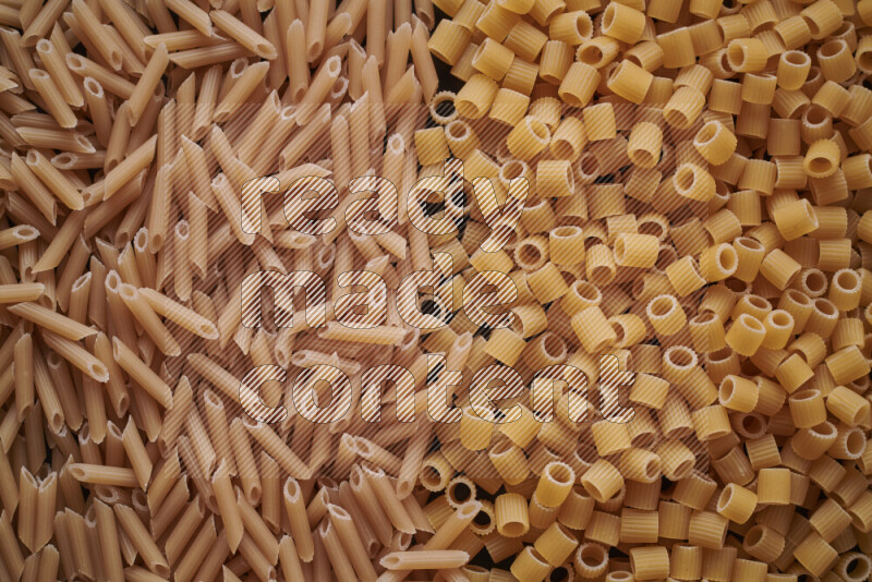 2 types of pasta filling the frame