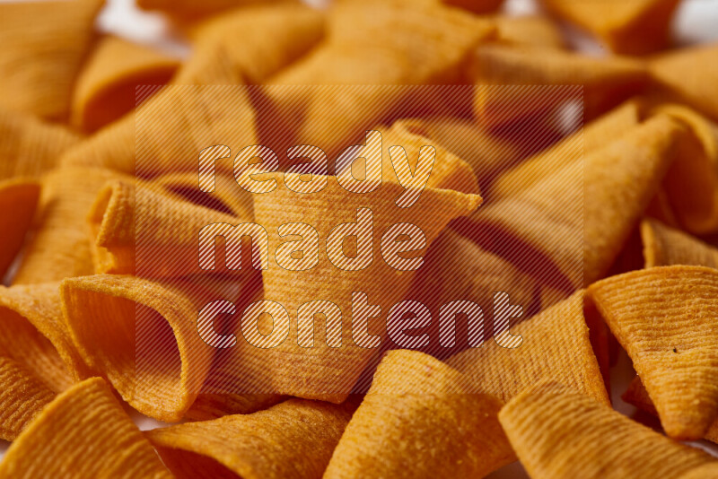 Assorted snacks on white background