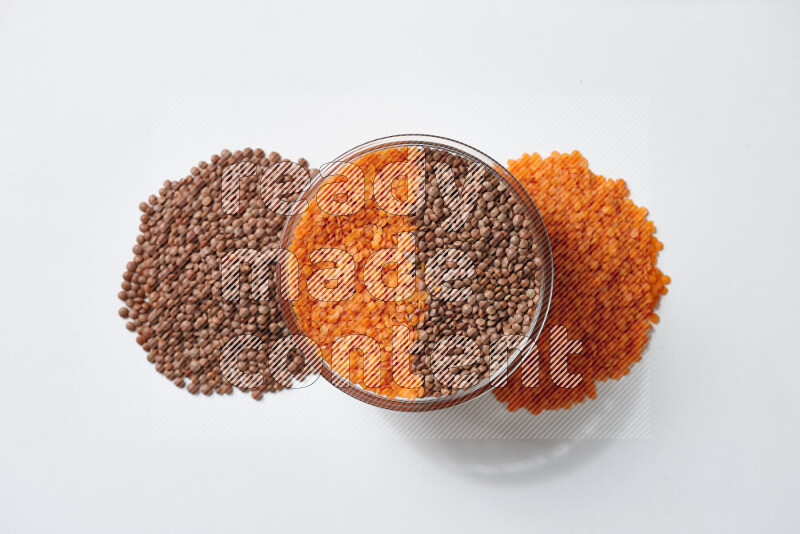 Lentils on white background