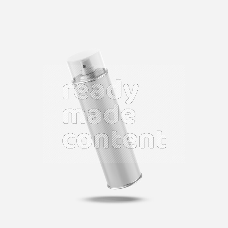 Metal spray bottle mockup with transparent cap and label isolated on white background 3d rendering