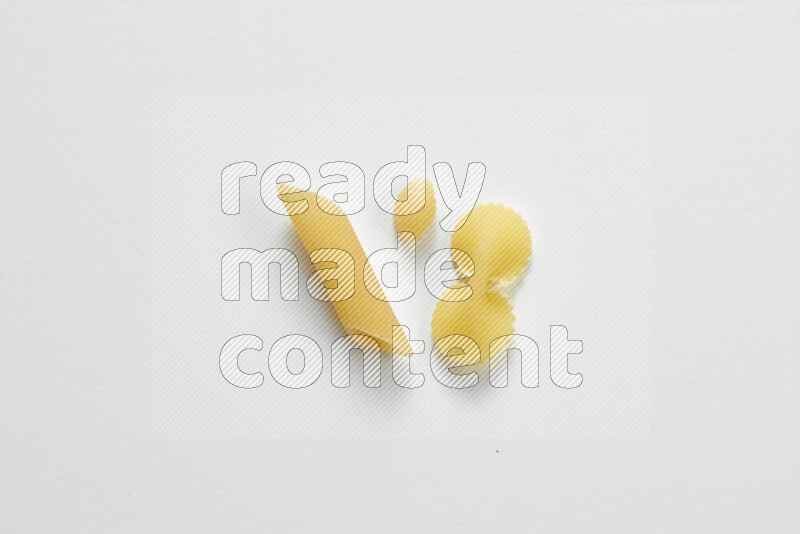 Different pasta types on white background