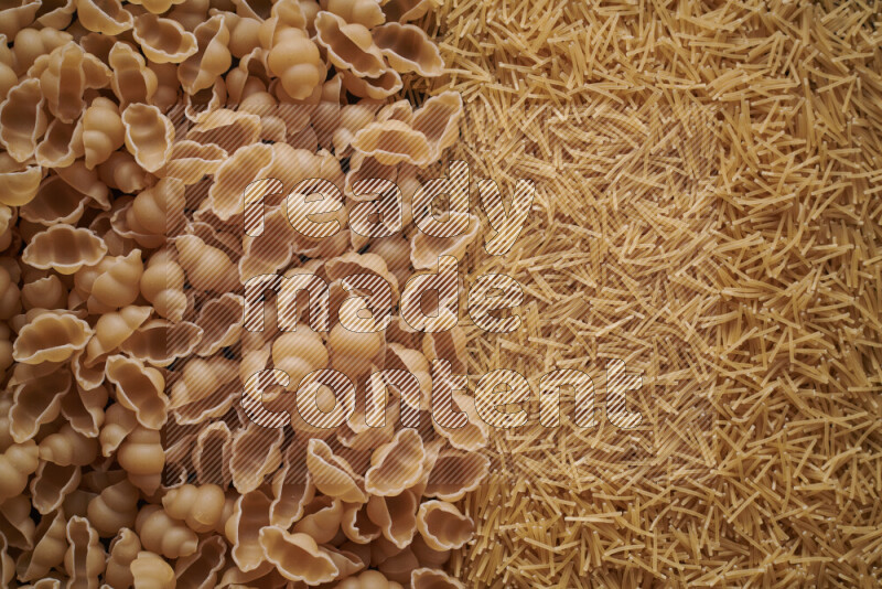 2 types of pasta filling the frame