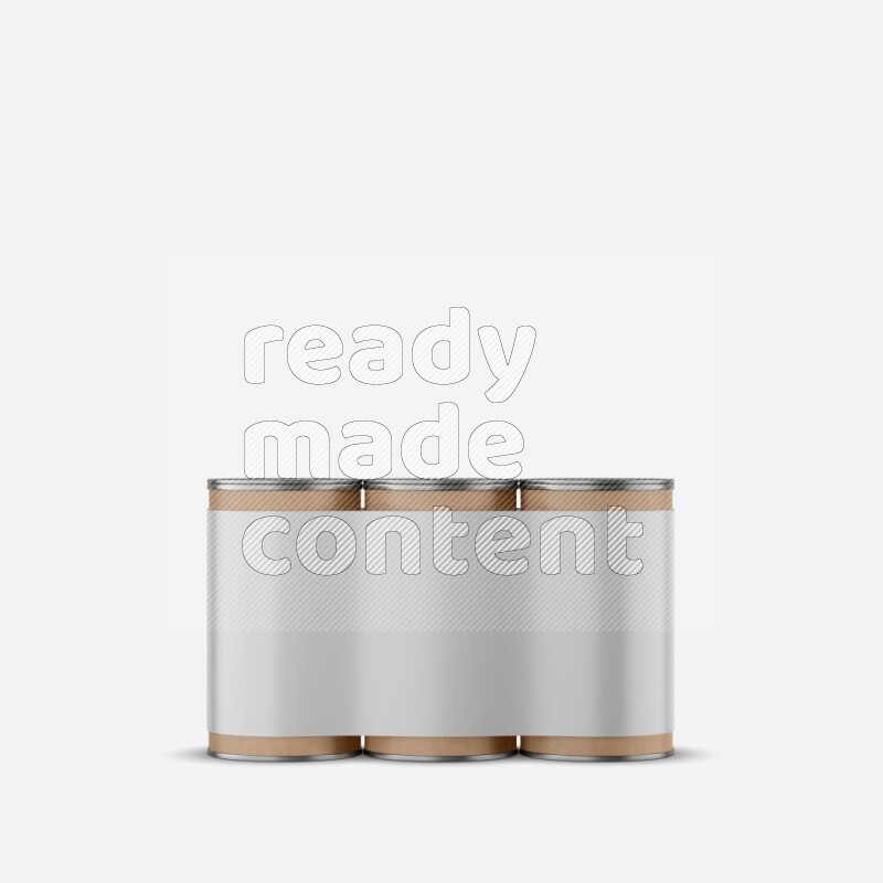 Set of kraft paper tube mockup with metal lid isolated on white background 3d rendering