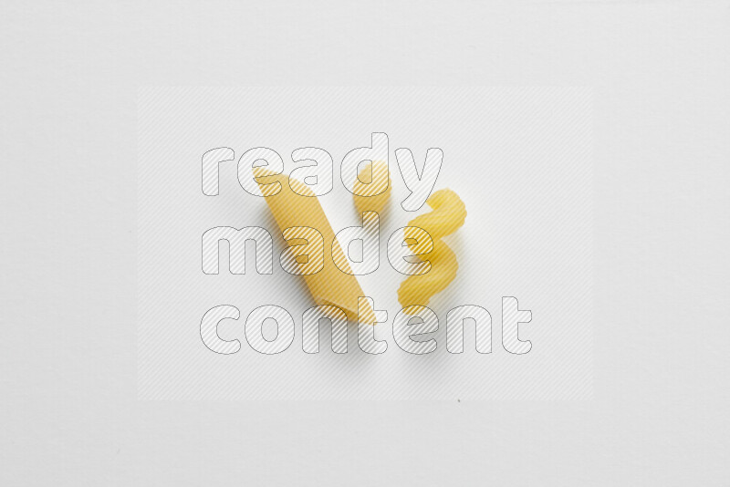 Different pasta types on white background
