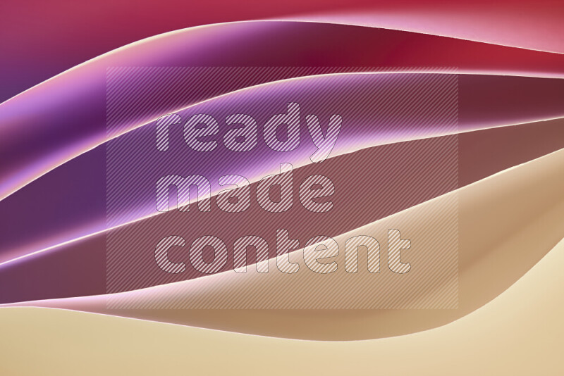 This image showcases an abstract paper art composition with paper curves in different warm gradients created by colored light