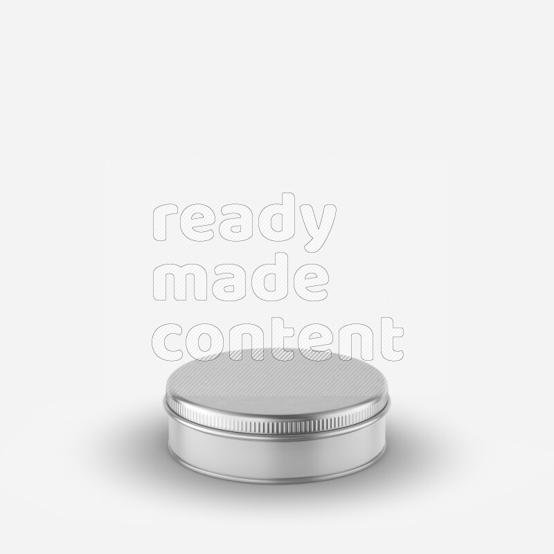 Round metal tin jar mockup with metal lid and label isolated on white background 3d rendering