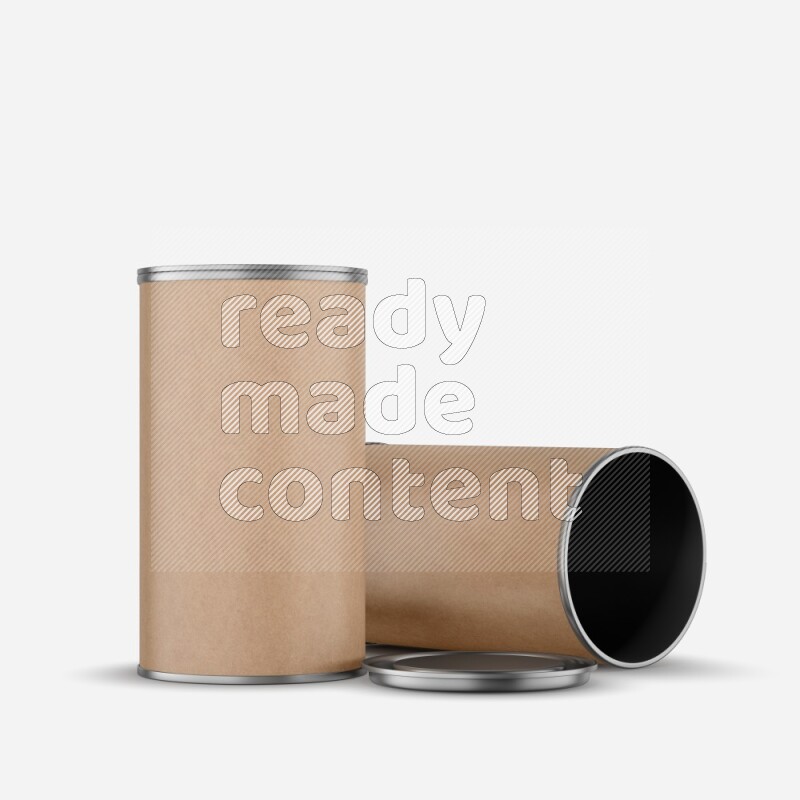 Kraft paper tube mockup with metal lid isolated on white background 3d rendering