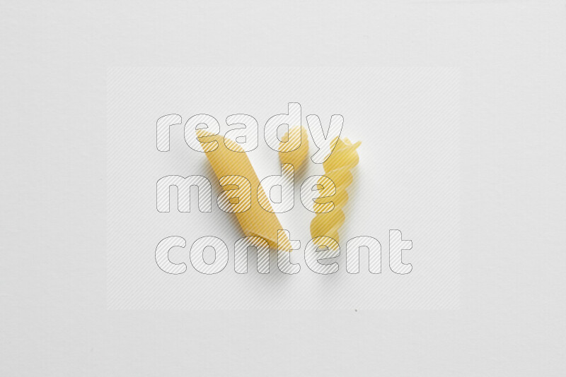 Different pasta types on white background