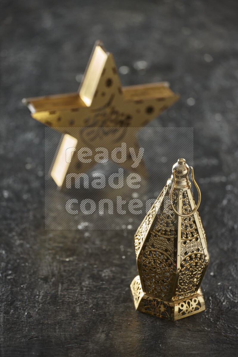 A star lantern with classic lantern on textured black background