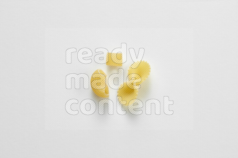 Different pasta types on white background