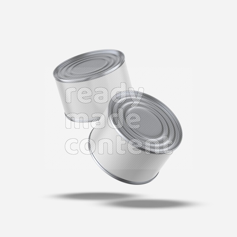 Glossy metallic tin can mockup with white blank label isolated on white background 3d rendering