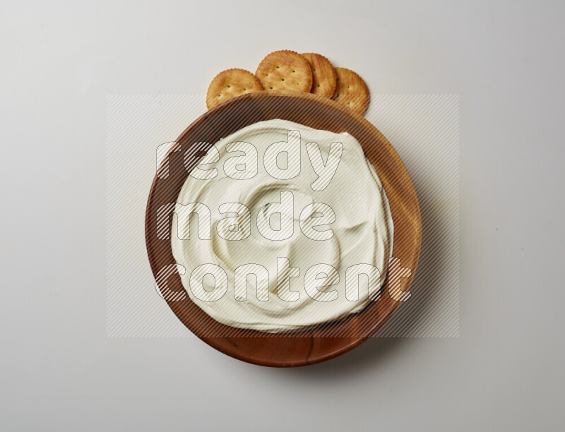 Plain Lebnah in a wooden plate on a white background