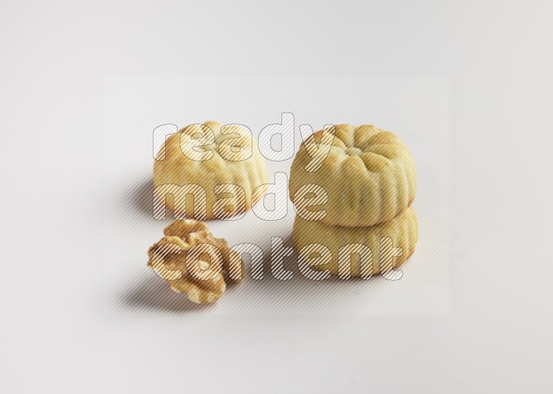 Three Pieces of Maamoul direct on white background