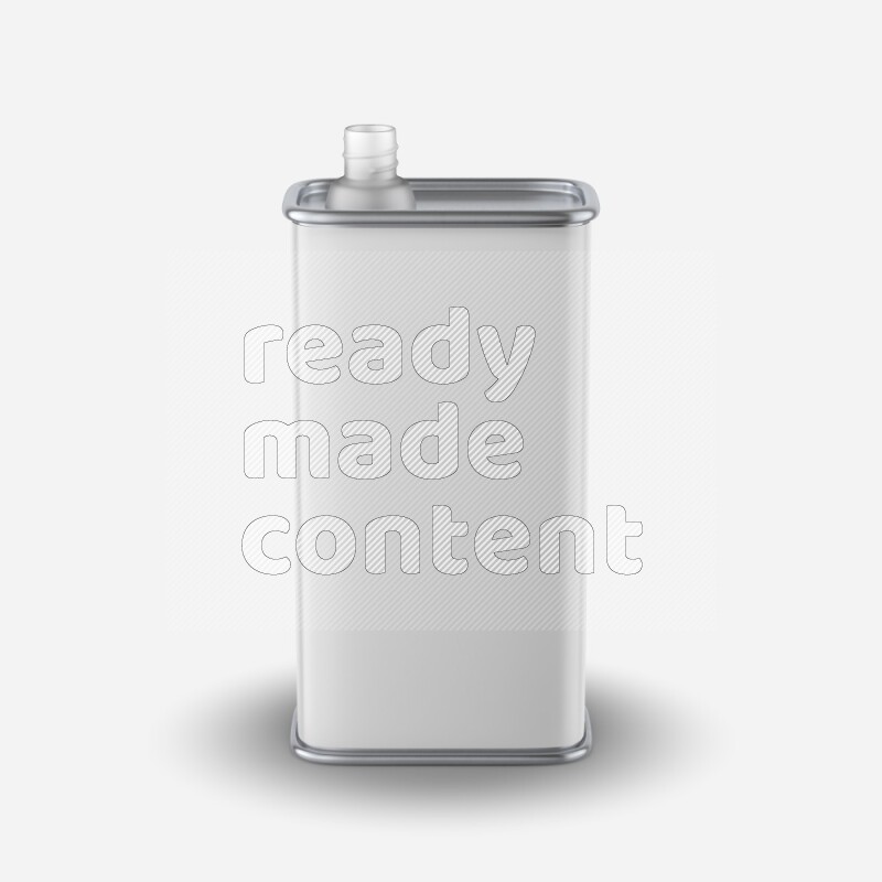 Metallic canister mockup with blank label isolated on white background 3d rendering