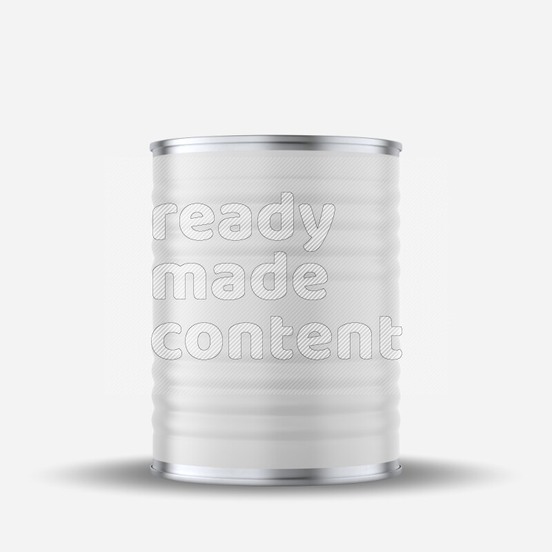 Glossy metallic tin can mockup with white blank label isolated on white background 3d rendering