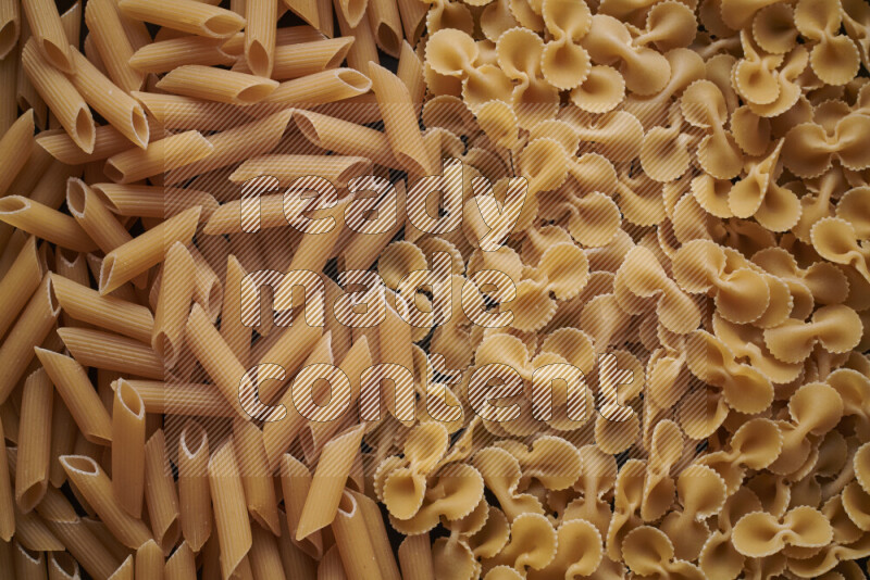 2 types of pasta filling the frame