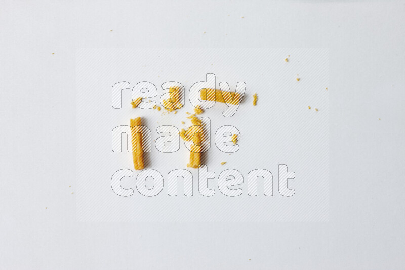 Assorted snacks on white background