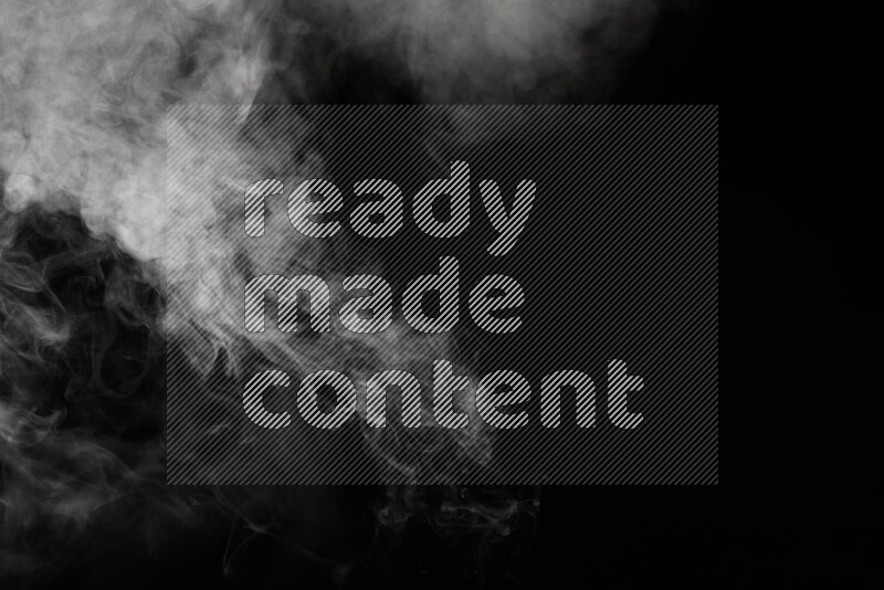 irregular white smoke on black background.