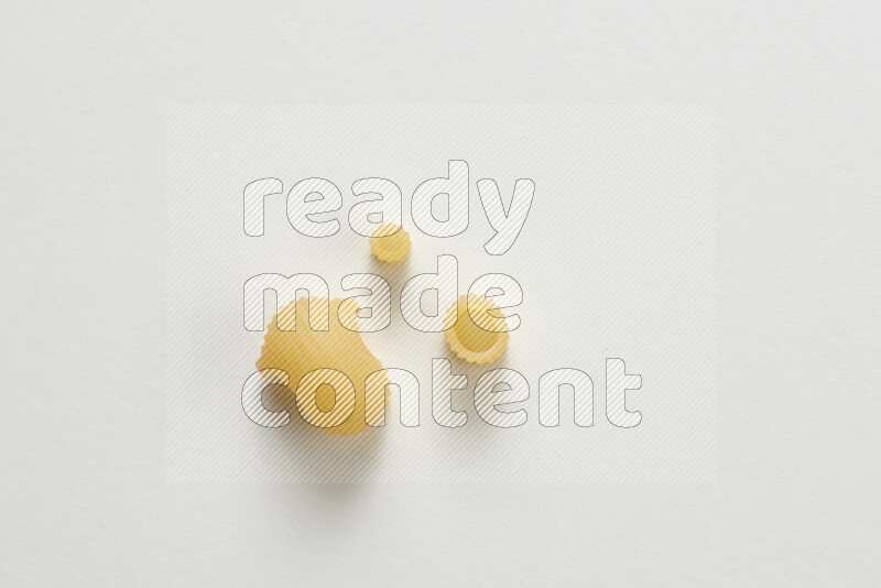 Different pasta types on white background