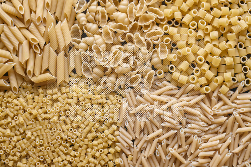 5 types of pasta filling the frame