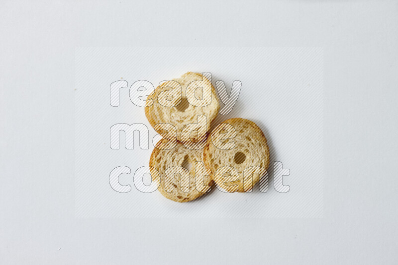Assorted snacks on white background