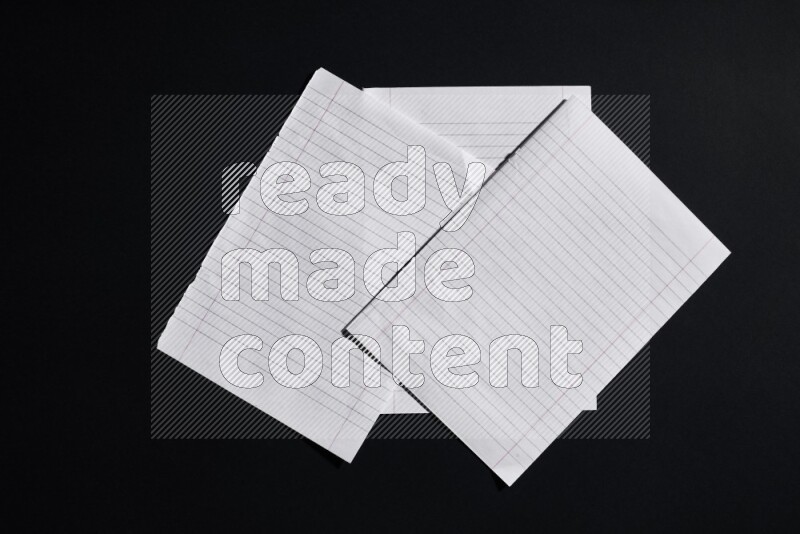 Notebook sheet on black background