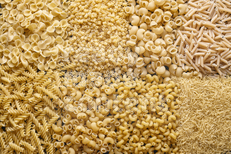 8 types of pasta filling the frame