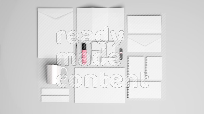 Corporate Stationery Elements, Blank White Textured Brand ID, On White Background
