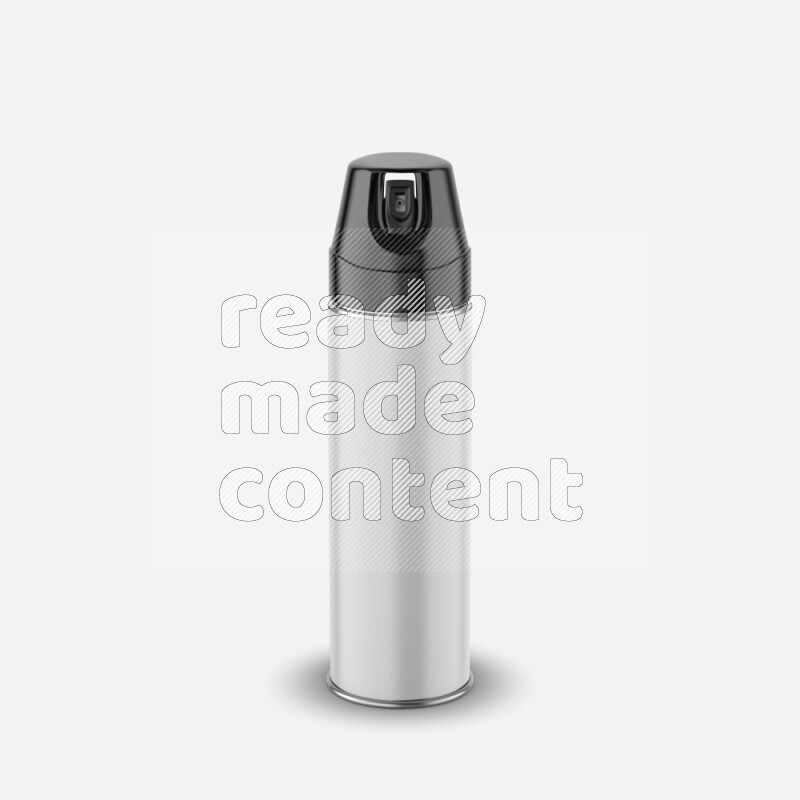 Metal spray bottle mockup with colored plastic cap isolated on white background 3d rendering