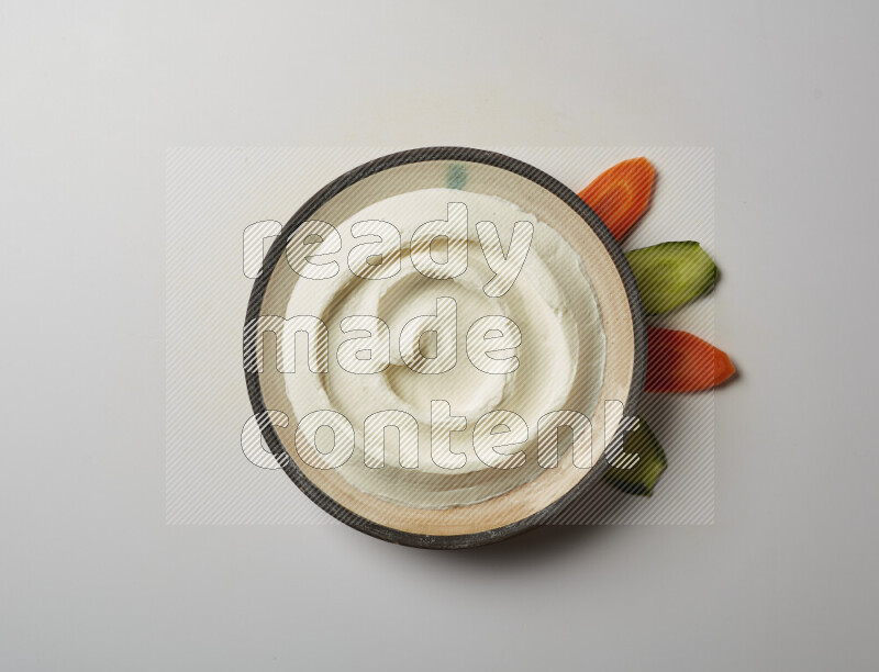 plain Lebnah in a pottery plate on a white background