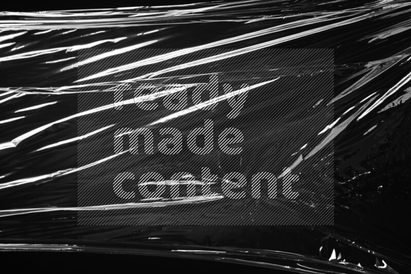 Plastic wrap texture on black background