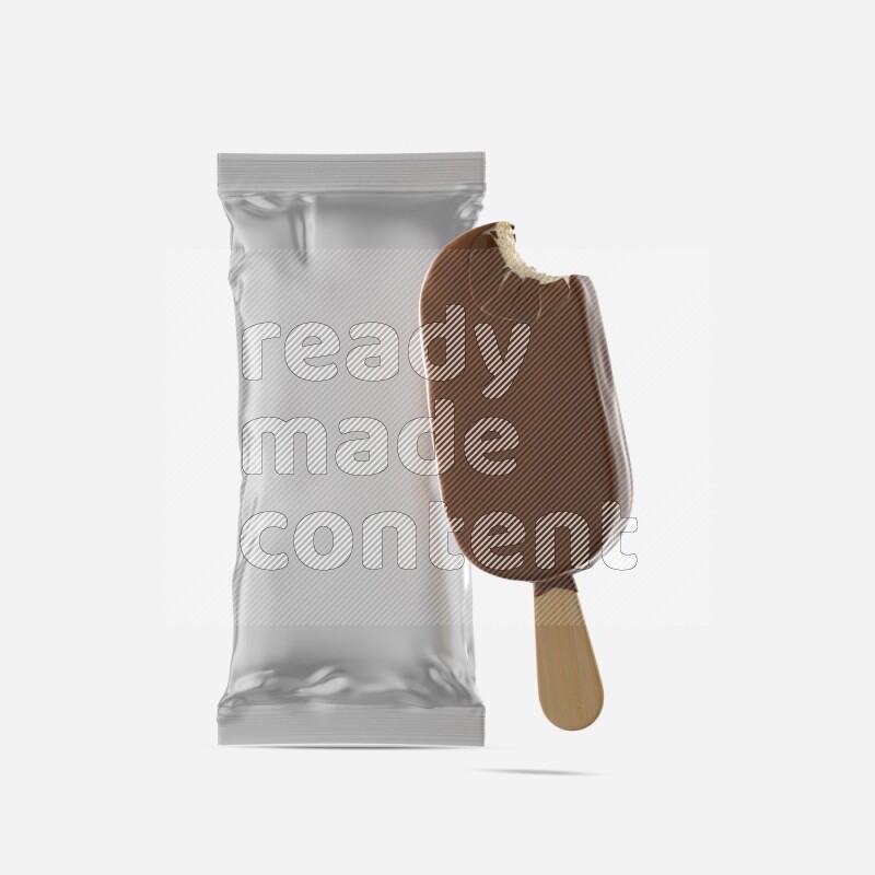 Chocolate ice cream stick mockup isolated on white background 3d rendering