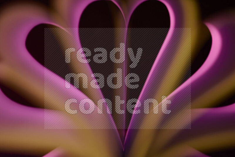 An abstract art piece displaying smooth curves in yellow and pink gradients created by colored light