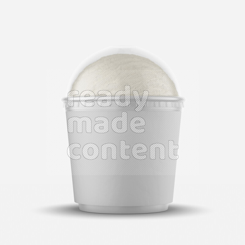 Ice cream in a white rough paper cup mockup isolated on white background 3d rendering