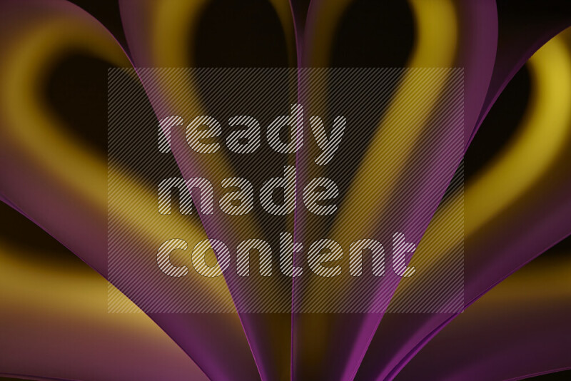 فن تجريدي يعرض منحنيات وتدرجات اللون الأصفر والوردي مكونه بضوء ملون