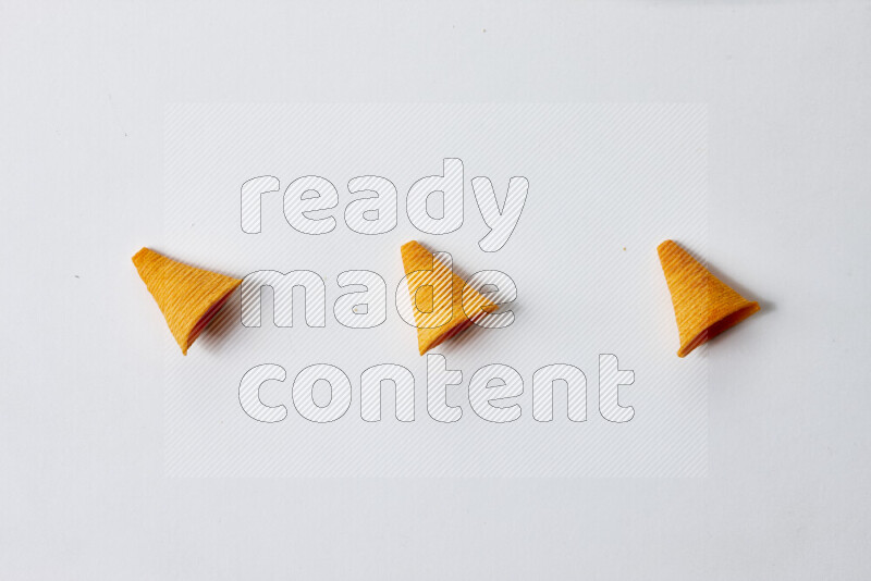 Assorted snacks on white background