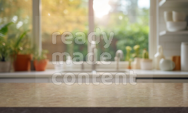 Kitchen tabletop with kitchen view