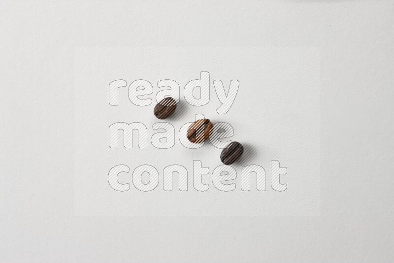 Roasted coffee beans on white background