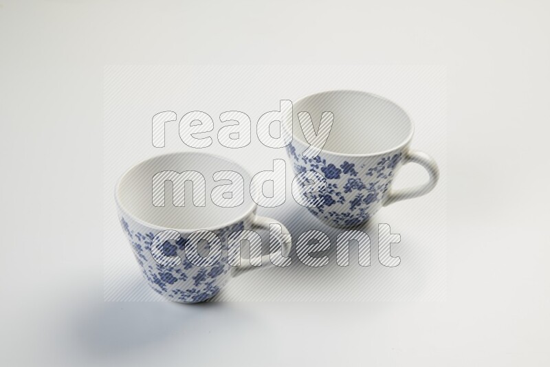 white and blue mug on white background