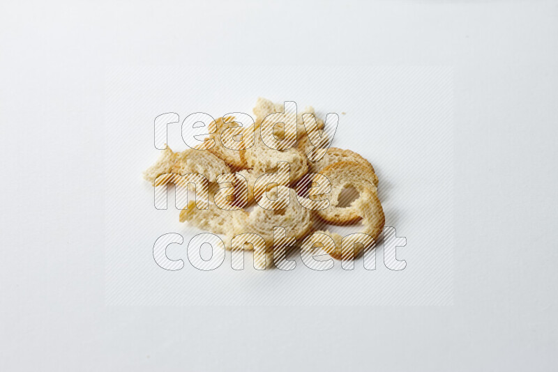 Assorted snacks on white background