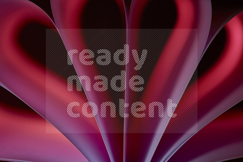 An abstract art piece displaying smooth curves in pink and red gradients created by colored light