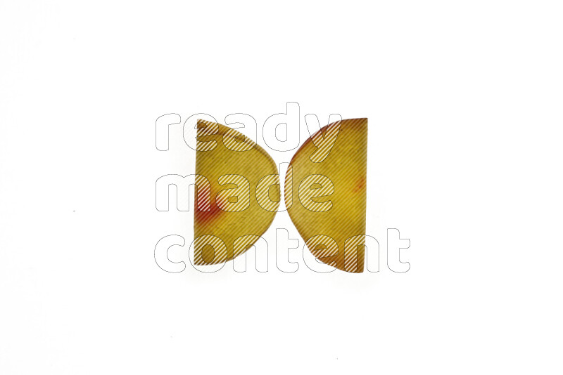Peach slices on illuminated white background