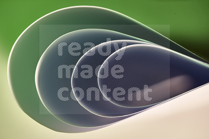 An abstract art of paper folded into smooth curves in green gradients